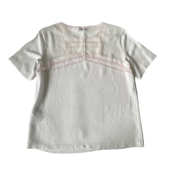 Sandro Veinarde Lace Yoke Embroidered Crepe Top Blouse Ecru Cream S - Picture 8 of 14